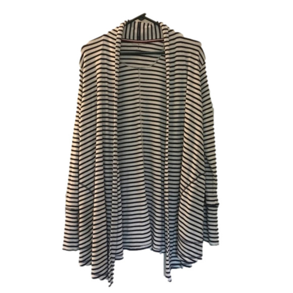 𝅺tommy Hilfiger Cardigan Striped Blue White Medium - Picture 1 of 4